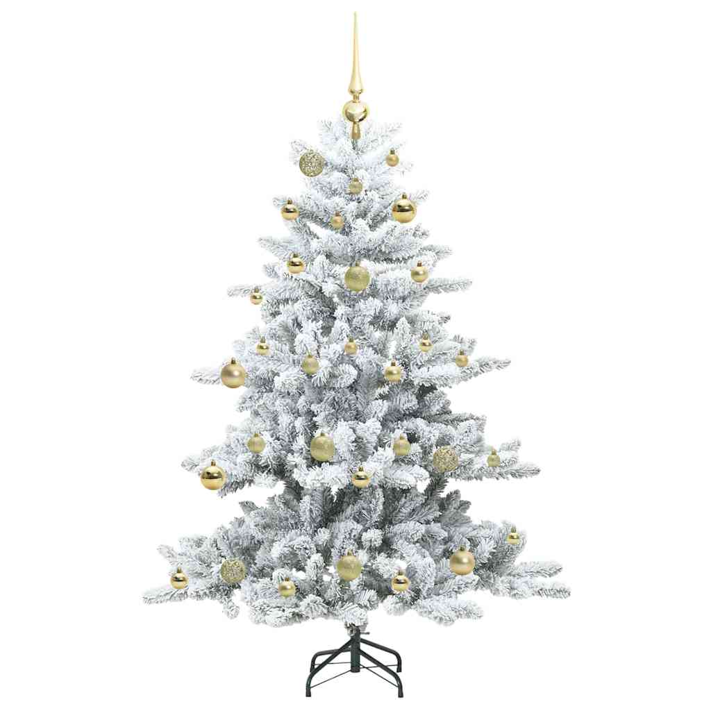 Kunstigt Hinged Juletræ med 150 LED'er Hvid 150 cm PVC og Stål