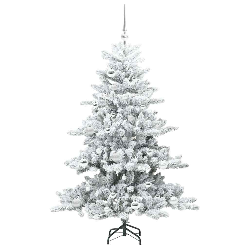 Kunstigt Hinged Juletræ med 150 LED'er Hvid 150 cm PVC og Stål