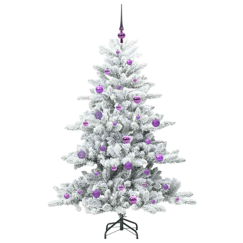 Kunstigt Hinged Juletræ med 150 LED'er Hvid 150 cm PVC og Stål