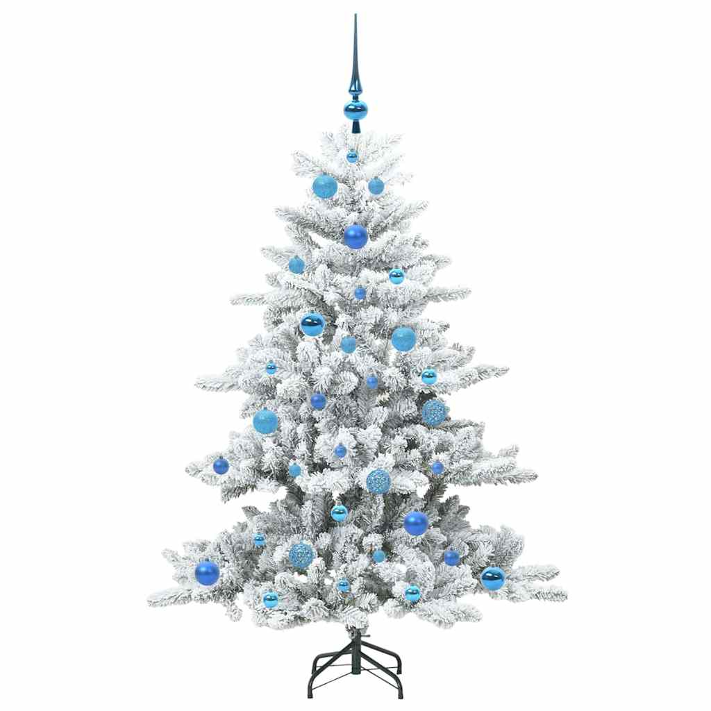 Kunstigt Hinged Juletræ med 150 LED'er Hvid 150 cm PVC og Stål