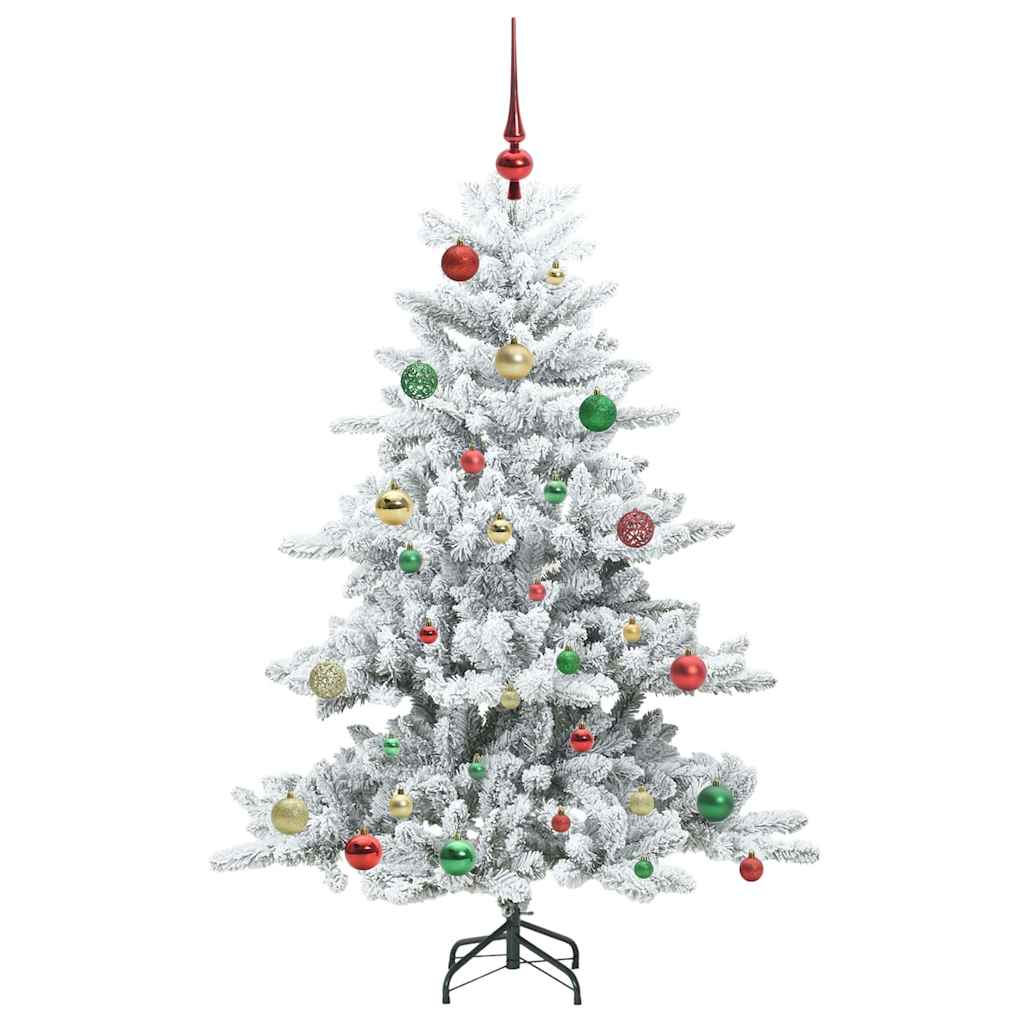 Kunstigt Hinged Juletræ med 150 LED'er Hvid 150 cm PVC og Stål