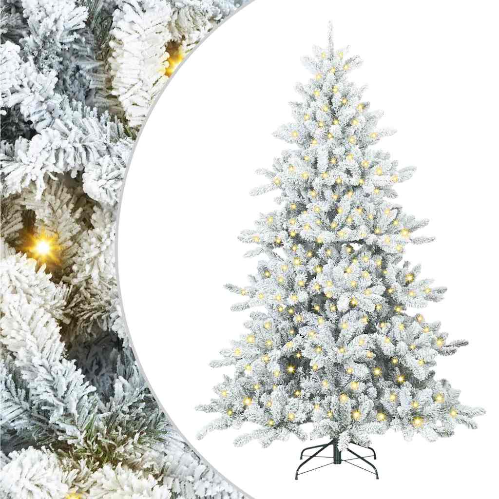 Kunstigt Hinged Juletræ med 300 LED'er Hvid 180 cm PVC og Stål
