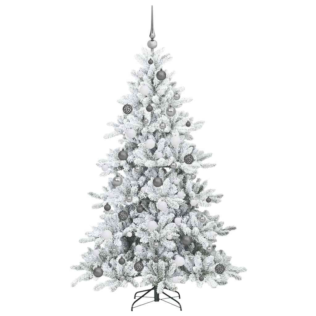 Kunstigt Hinged Juletræ med 300 LED'er Hvid 180 cm PVC og Stål