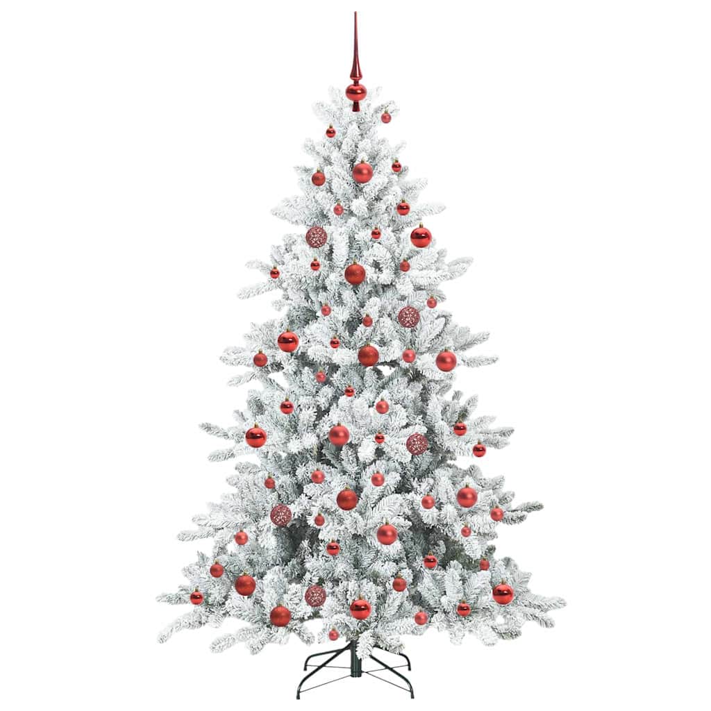 Kunstigt Hinged Juletræ med 300 LED'er Hvid 180 cm PVC og Stål