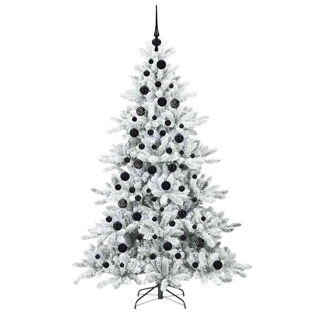 Kunstigt Hinged Juletræ med 300 LED'er Hvid 180 cm PVC og Stål