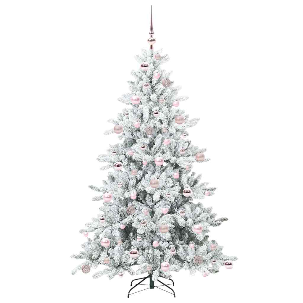 Kunstigt Hinged Juletræ med 300 LED'er Hvid 180 cm PVC og Stål