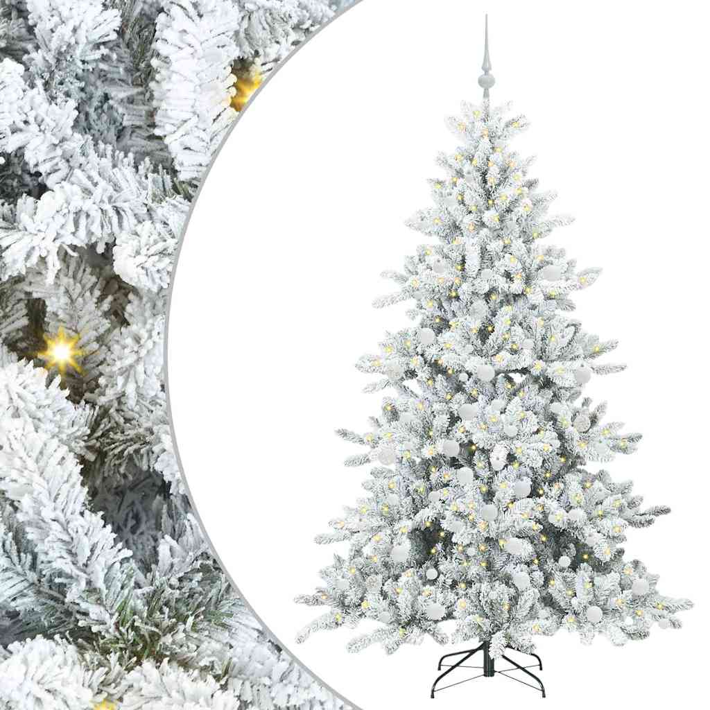 Kunstigt Hinged Juletræ med 300 LED'er Hvid 180 cm PVC og Stål