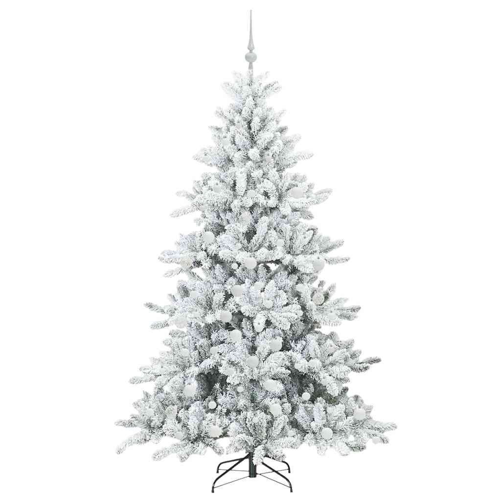 Kunstigt Hinged Juletræ med 300 LED'er Hvid 180 cm PVC og Stål