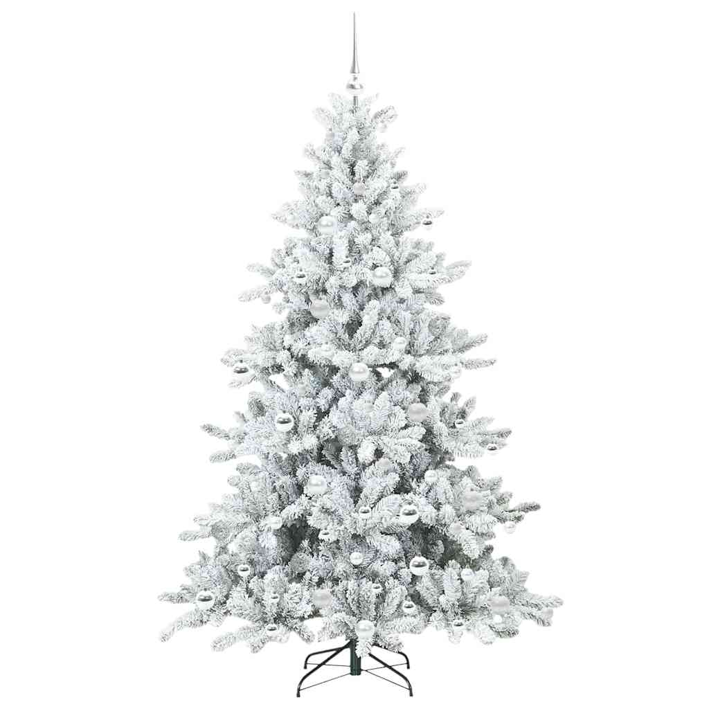 Kunstigt Hinged Juletræ med 300 LED'er Hvid 180 cm PVC og Stål