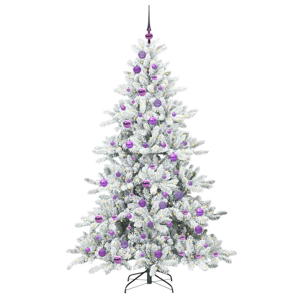 Kunstigt Hinged Juletræ med 300 LED'er Hvid 180 cm PVC og Stål