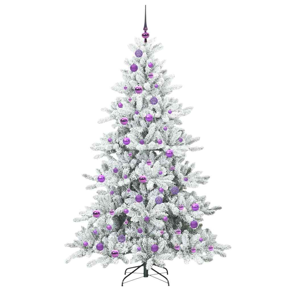 Kunstigt Hinged Juletræ med 300 LED'er Hvid 180 cm PVC og Stål
