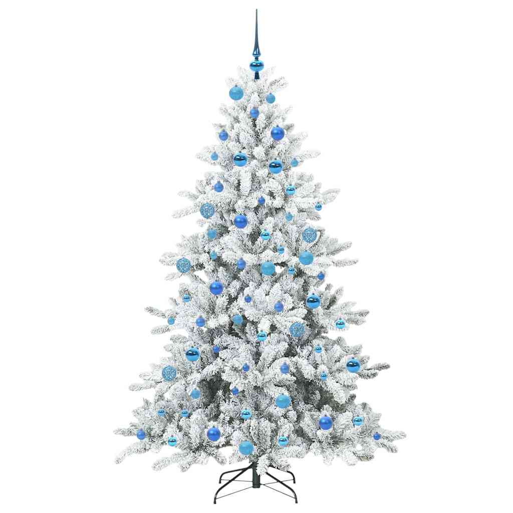 Kunstigt Hinged Juletræ med 300 LED'er Hvid 180 cm PVC og Stål