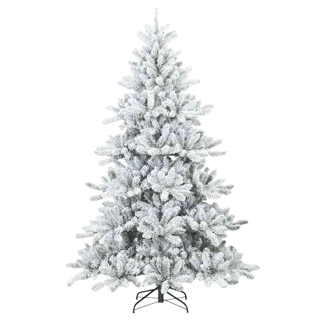 Kunstigt Hinged Juletræ med 300 LED'er Hvid 210 cm PVC og Stål