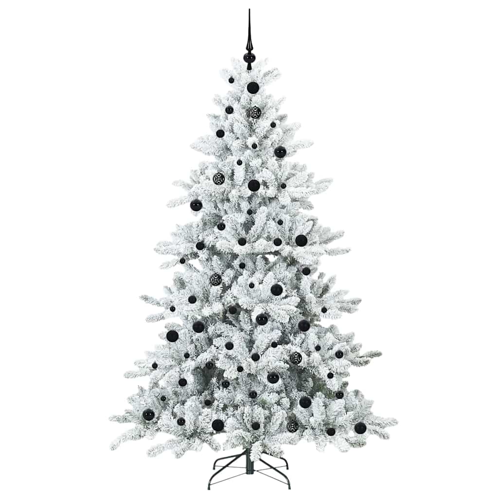 Kunstigt Hinged Juletræ med 300 LED'er Hvid 210 cm PVC og Stål
