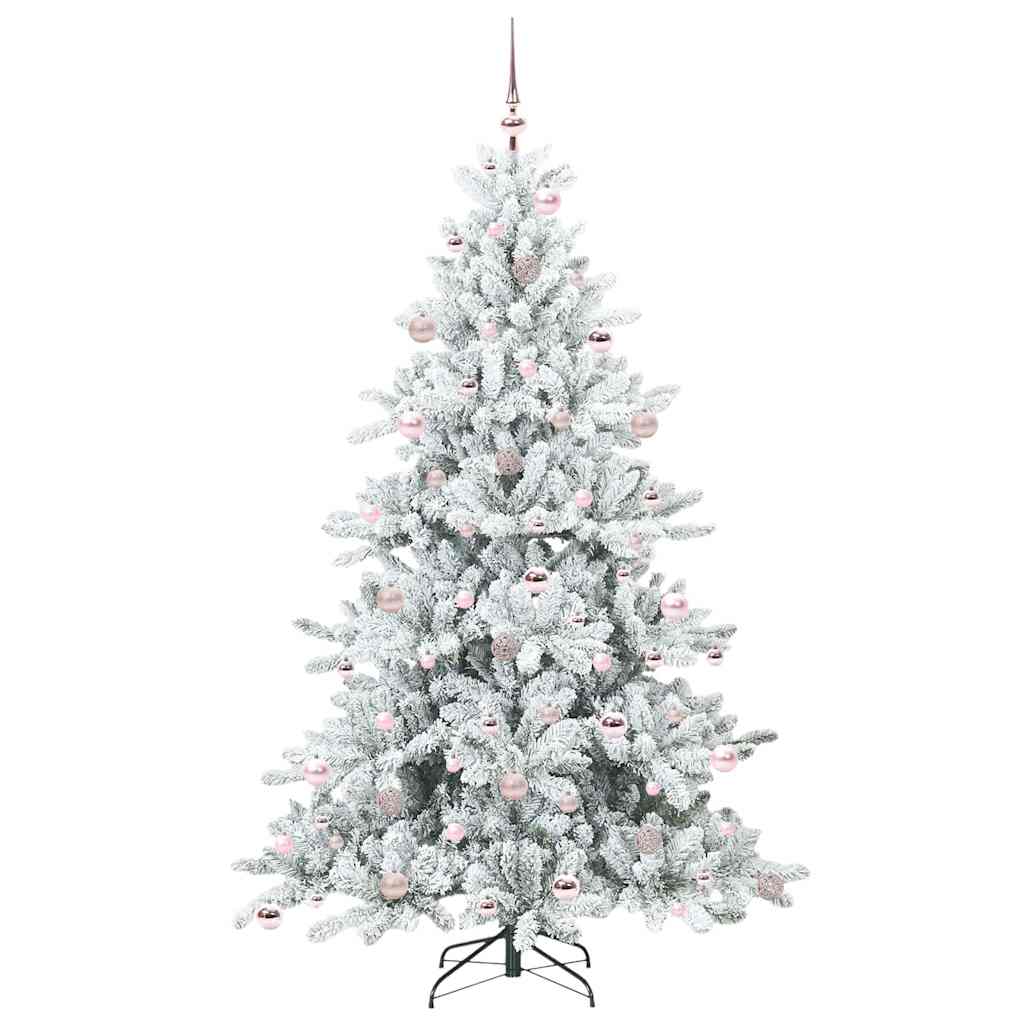 Kunstigt Hinged Juletræ med 300 LED'er Hvid 210 cm PVC og Stål