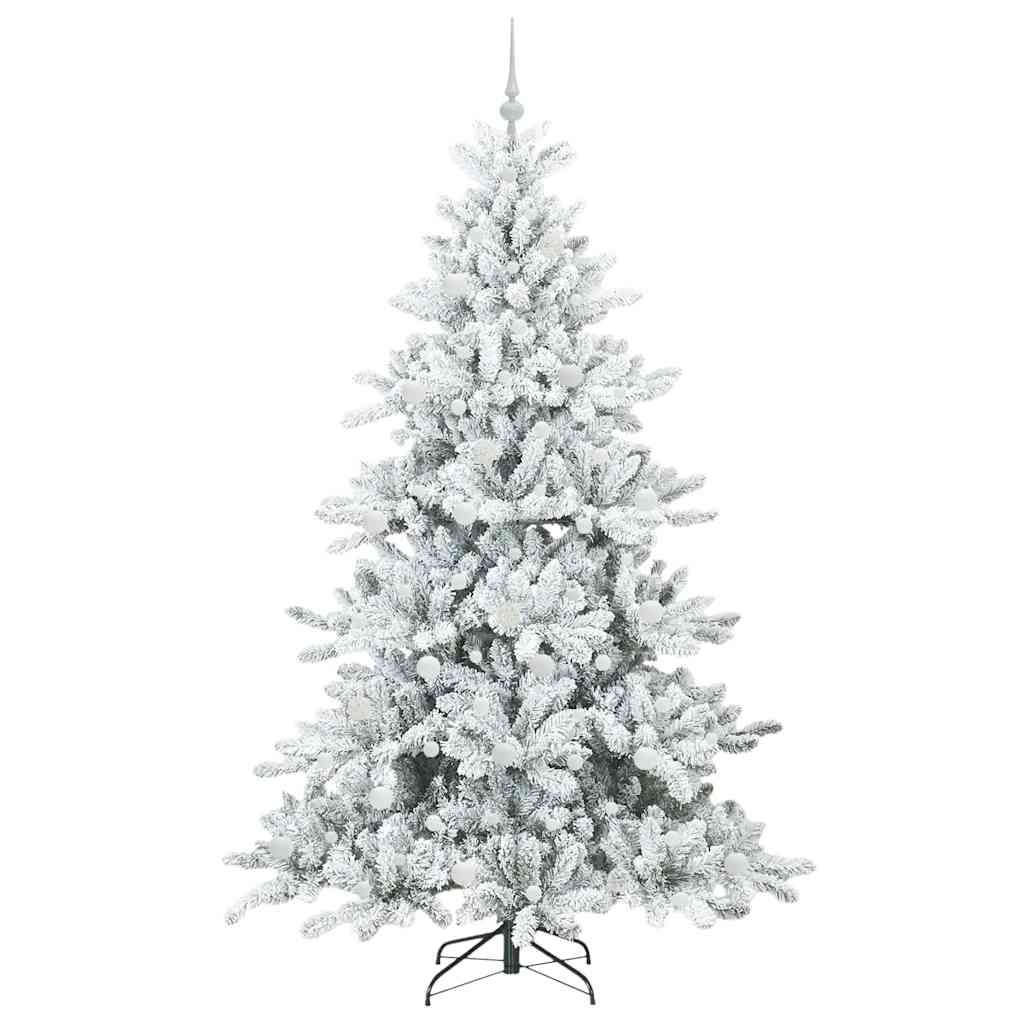 Kunstigt Hinged Juletræ med 300 LED'er Hvid 210 cm PVC og Stål