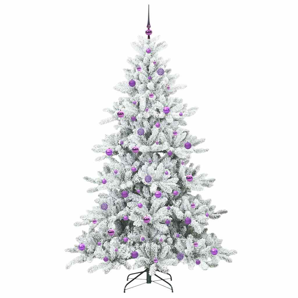 Kunstigt Hinged Juletræ med 300 LED'er Hvid 210 cm PVC og Stål