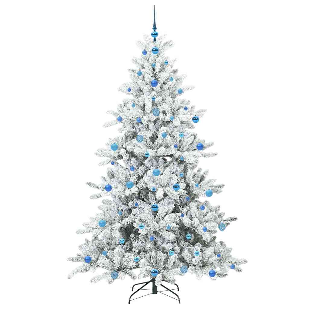 Kunstigt Hinged Juletræ med 300 LED'er Hvid 210 cm PVC og Stål