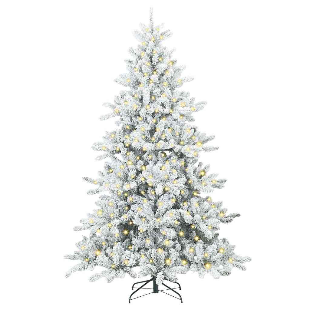 Kunstigt Hinged Juletræ med 300 LED'er Hvid 240 cm PVC og Stål