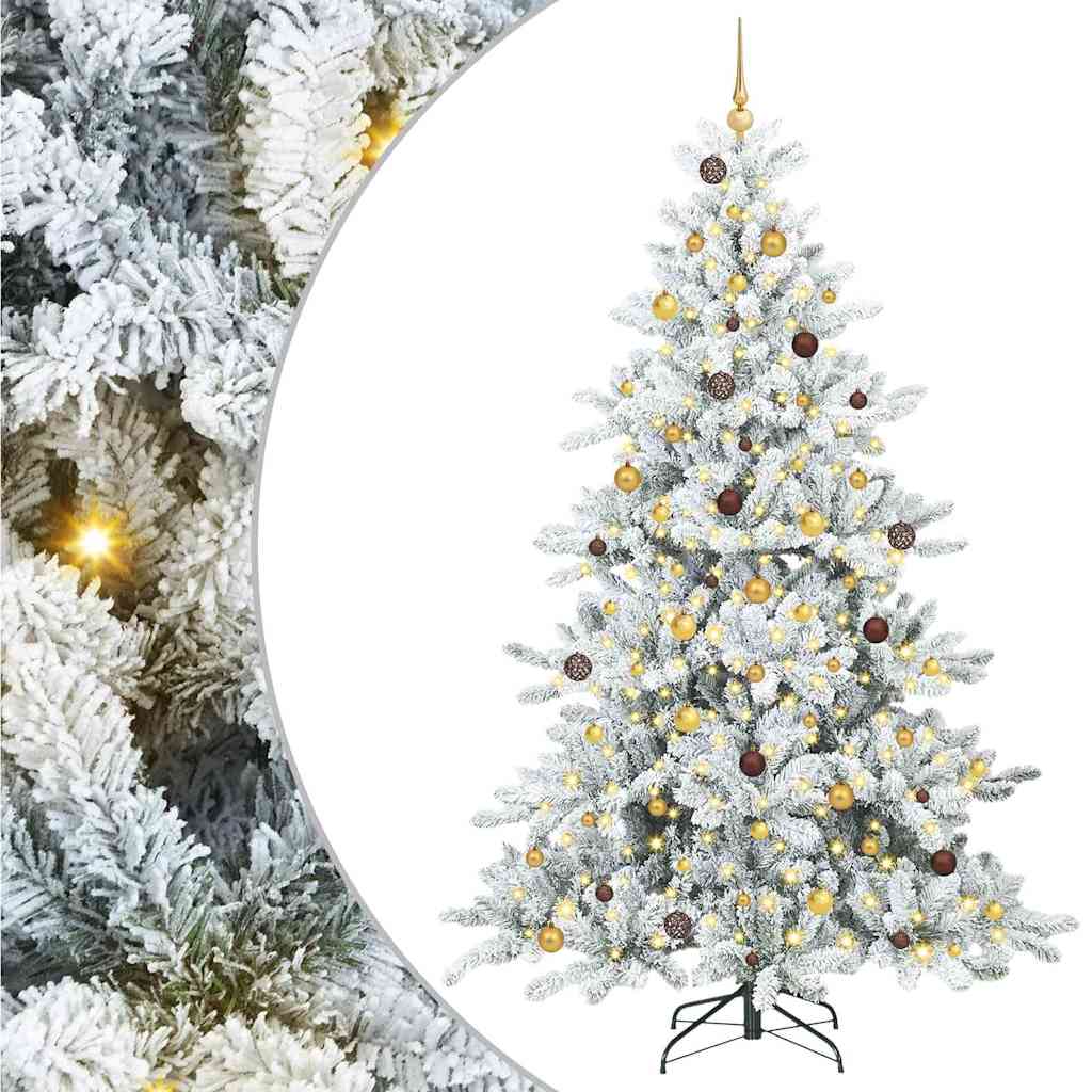Kunstigt Hinged Juletræ med 300 LED'er Hvid 240 cm PVC og Stål