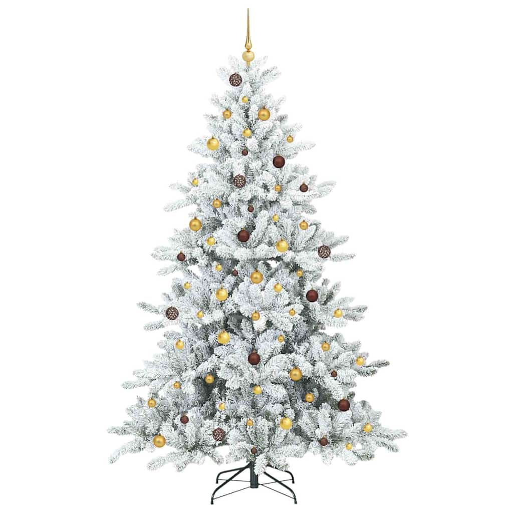 Kunstigt Hinged Juletræ med 300 LED'er Hvid 240 cm PVC og Stål