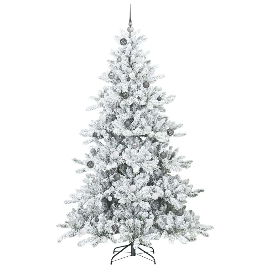Kunstigt Hinged Juletræ med 300 LED'er Hvid 240 cm PVC og Stål