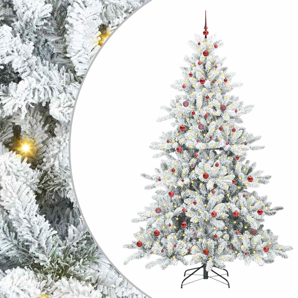 Kunstigt Hinged Juletræ med 300 LED'er Hvid 240 cm PVC og Stål