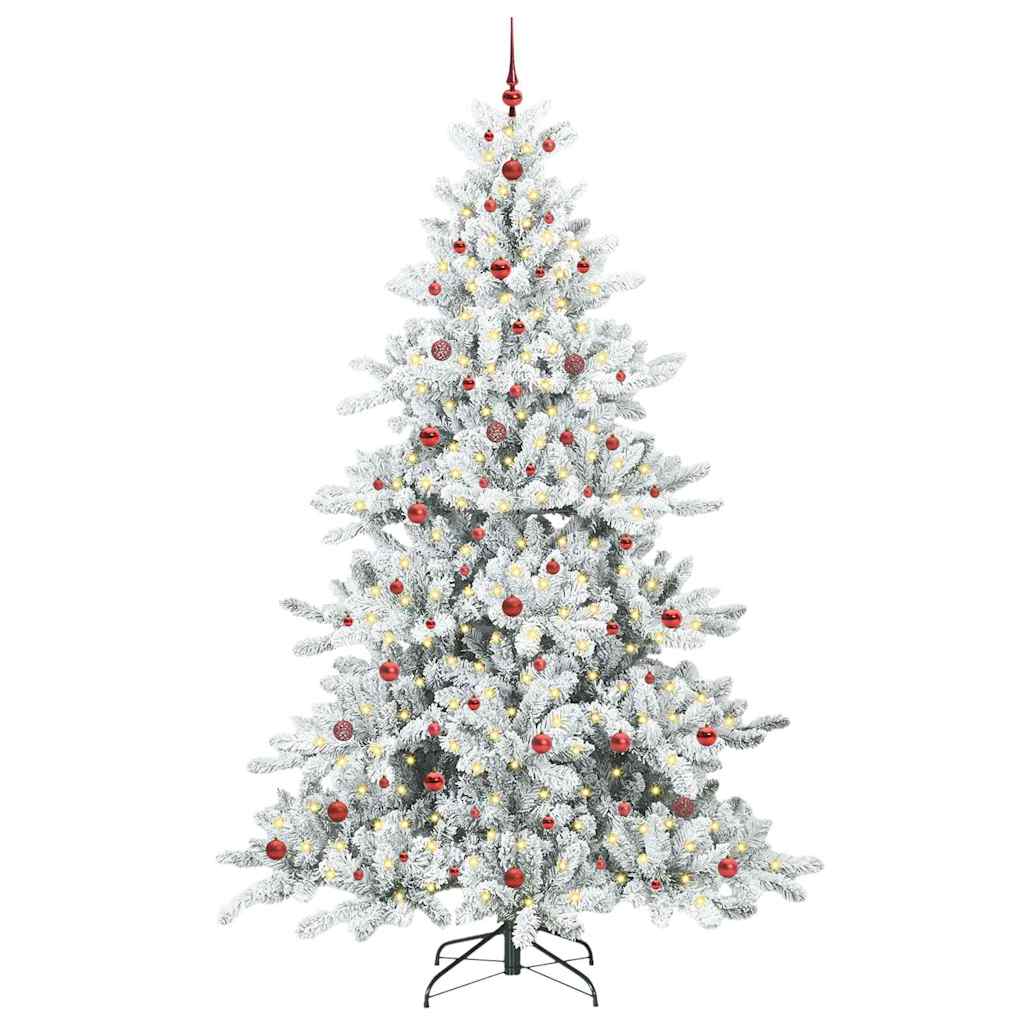 Kunstigt Hinged Juletræ med 300 LED'er Hvid 240 cm PVC og Stål
