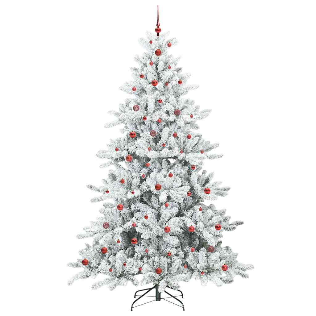 Kunstigt Hinged Juletræ med 300 LED'er Hvid 240 cm PVC og Stål