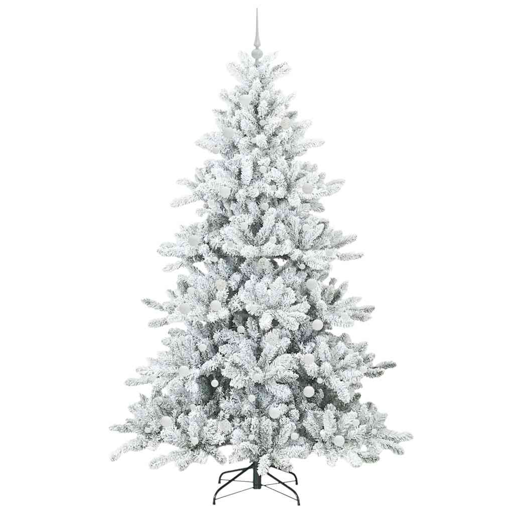 Kunstigt Hinged Juletræ med 300 LED'er Hvid 240 cm PVC og Stål
