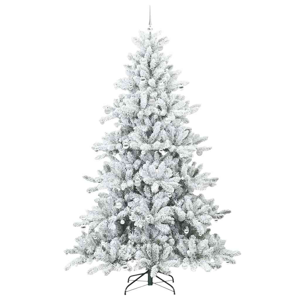 Kunstigt Hinged Juletræ med 300 LED'er Hvid 240 cm PVC og Stål