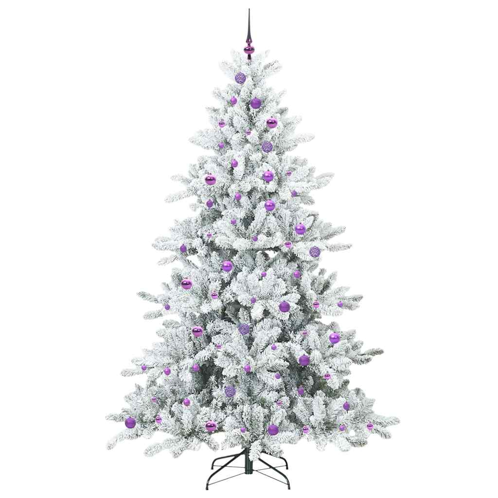 Kunstigt Hinged Juletræ med 300 LED'er Hvid 240 cm PVC og Stål
