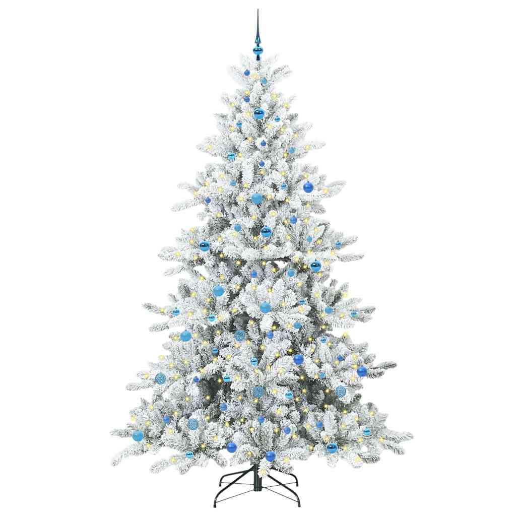 Kunstigt Hinged Juletræ med 300 LED'er Hvid 240 cm PVC og Stål