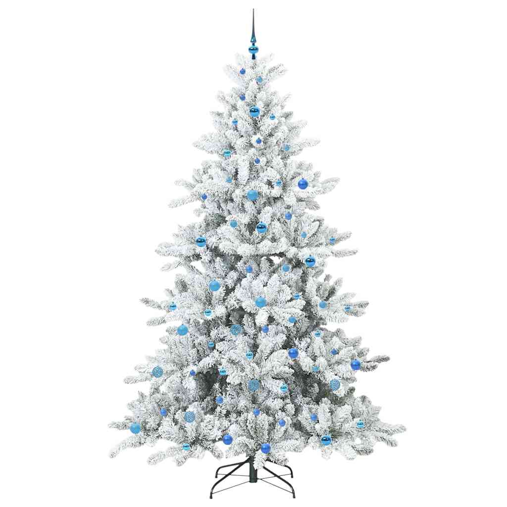 Kunstigt Hinged Juletræ med 300 LED'er Hvid 240 cm PVC og Stål