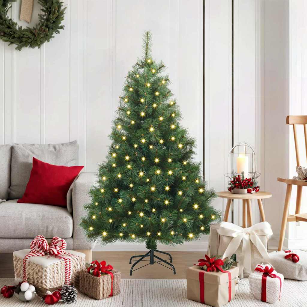 Kunstigt juletræ med 150 LED'er Grøn 120 cm PE og PVC