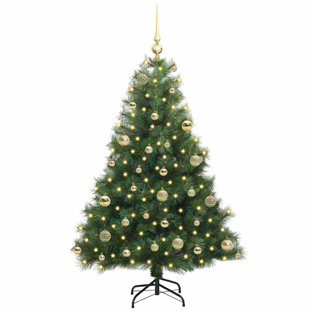 Kunstigt juletræ med 150 LED'er Grøn 120 cm PE og PVC