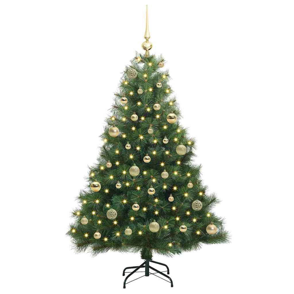 Kunstigt juletræ med 150 LED'er Grøn 150 cm PE og PVC