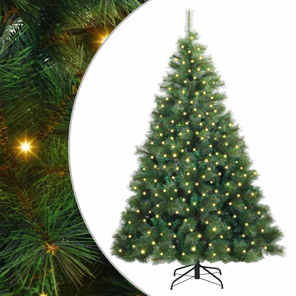 Kunstigt juletræ med 300 LED'er Grøn 180 cm PE og PVC