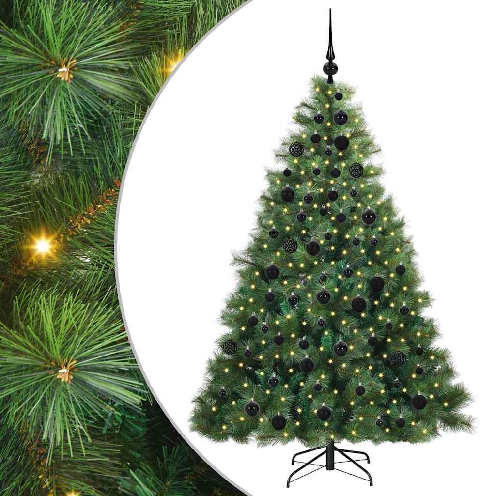 Kunstigt juletræ med 300 LED'er Grøn 180 cm PE og PVC