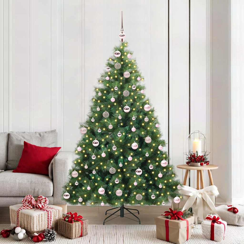 Kunstigt juletræ med 300 LED'er Grøn 180 cm PE og PVC