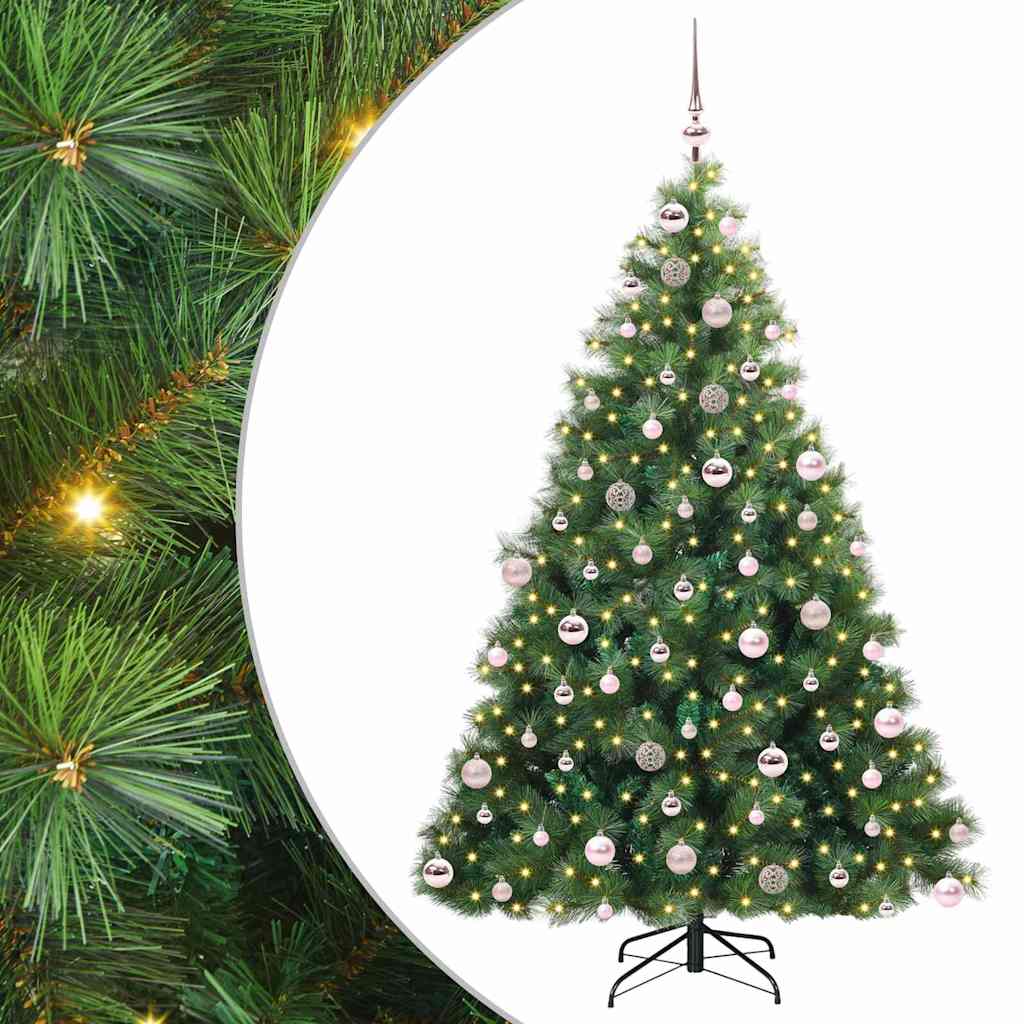 Kunstigt juletræ med 300 LED'er Grøn 180 cm PE og PVC