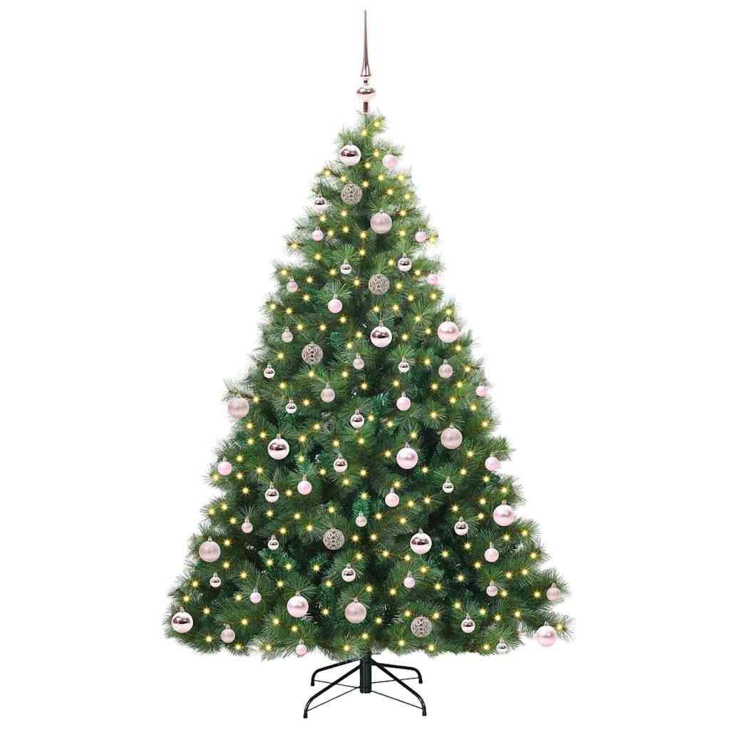 Kunstigt juletræ med 300 LED'er Grøn 180 cm PE og PVC