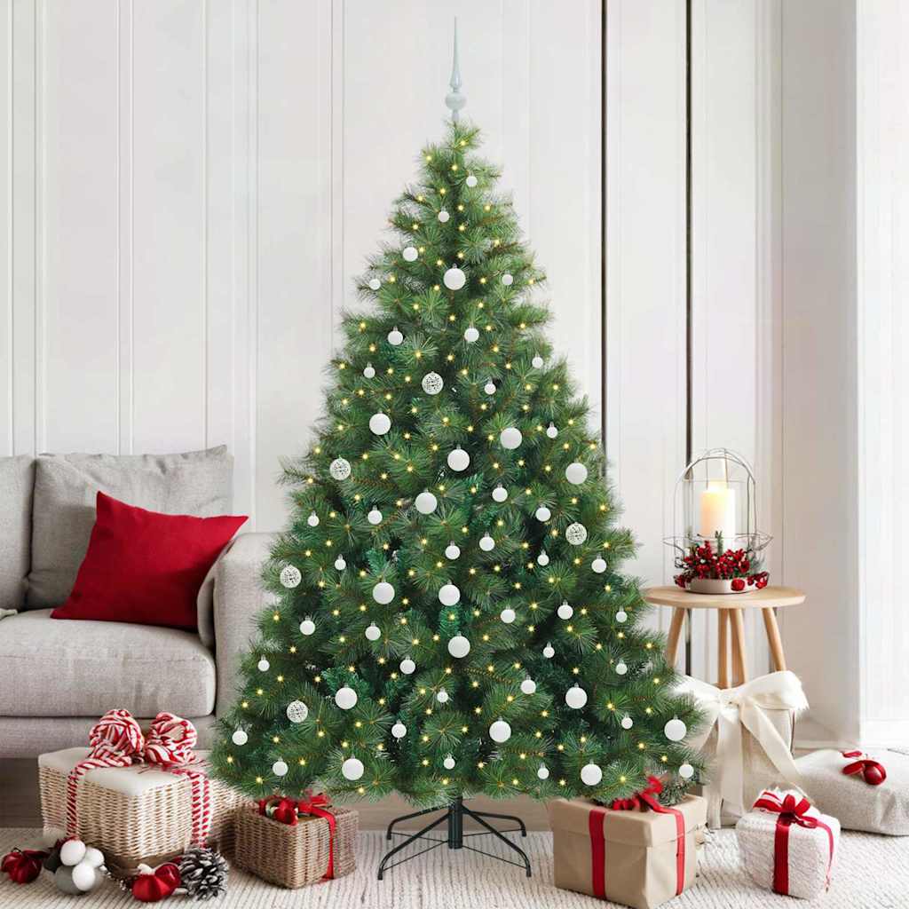 Kunstigt juletræ med 300 LED'er Grøn 180 cm PE og PVC