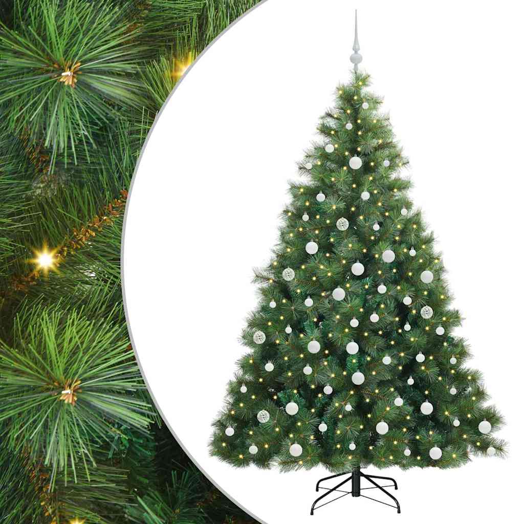 Kunstigt juletræ med 300 LED'er Grøn 180 cm PE og PVC