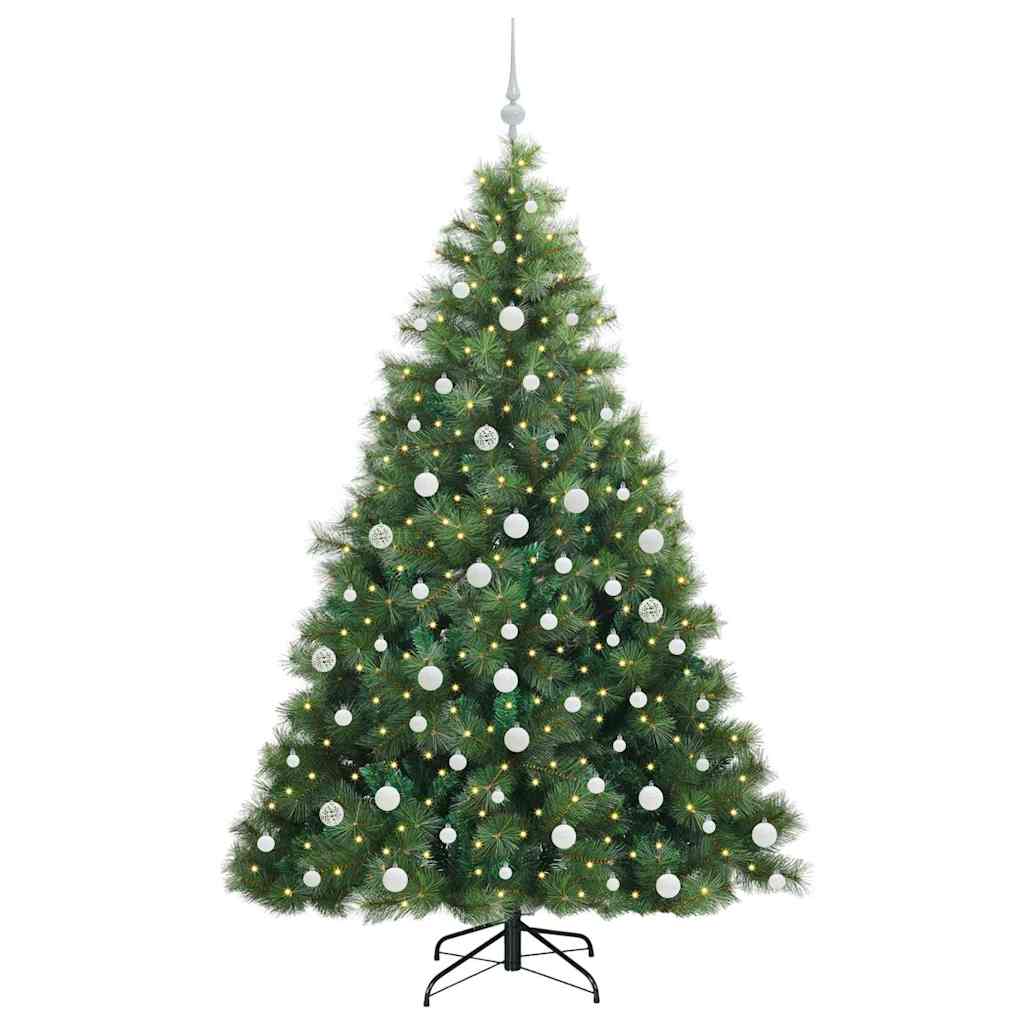 Kunstigt juletræ med 300 LED'er Grøn 180 cm PE og PVC