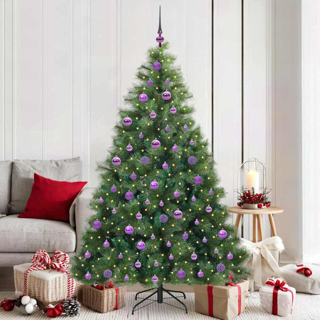 Kunstigt juletræ med 300 LED'er Grøn 180 cm PE og PVC