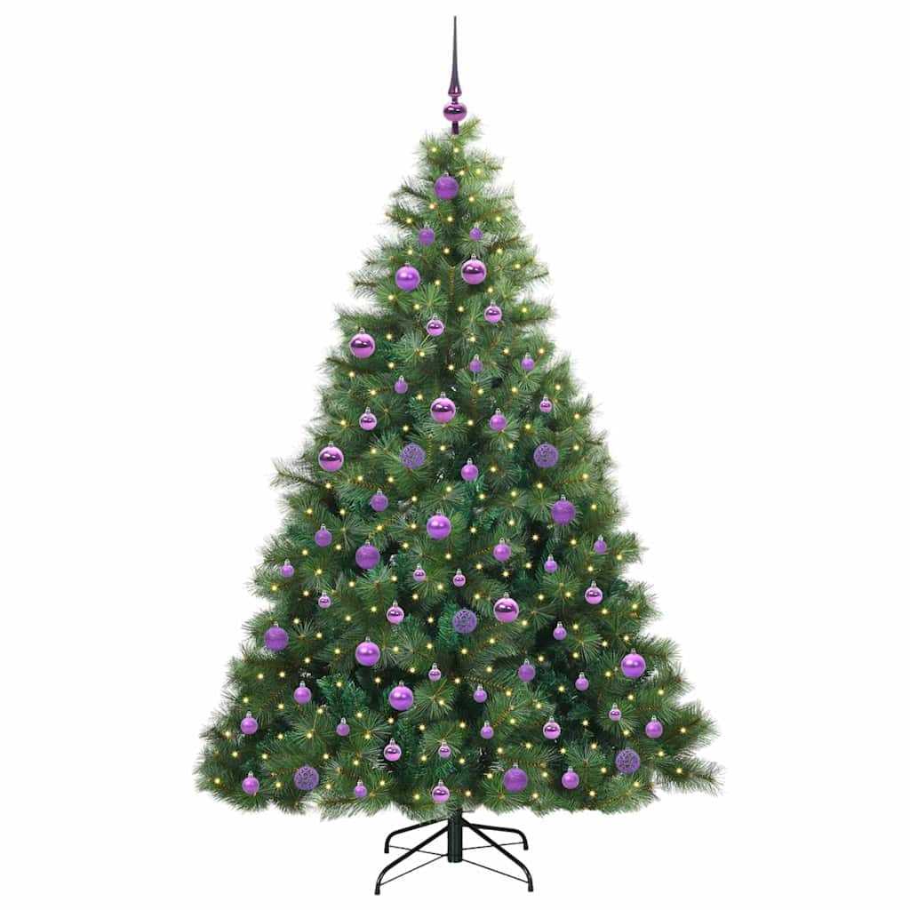Kunstigt juletræ med 300 LED'er Grøn 180 cm PE og PVC
