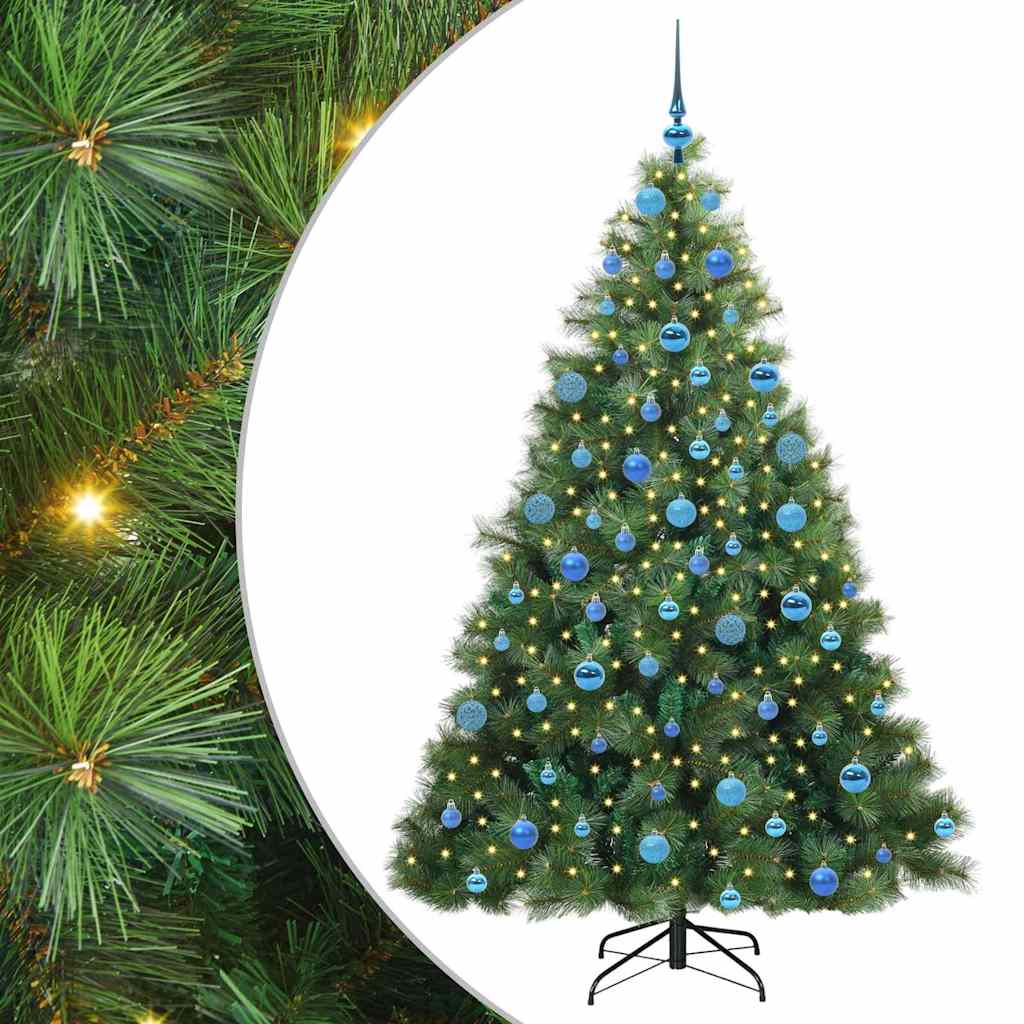 Kunstigt juletræ med 300 LED'er Grøn 180 cm PE og PVC