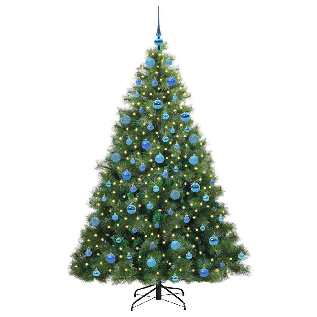 Kunstigt juletræ med 300 LED'er Grøn 180 cm PE og PVC