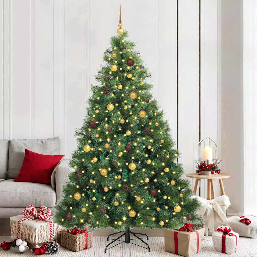 Kunstigt juletræ med 300 LED'er Grøn 210 cm PE og PVC